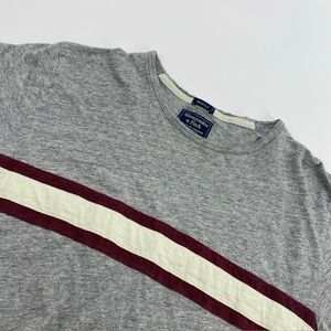 Abercrombie Fitch‎ T Shirt Mens Extra Large Gray Striped Muscle  College Retro